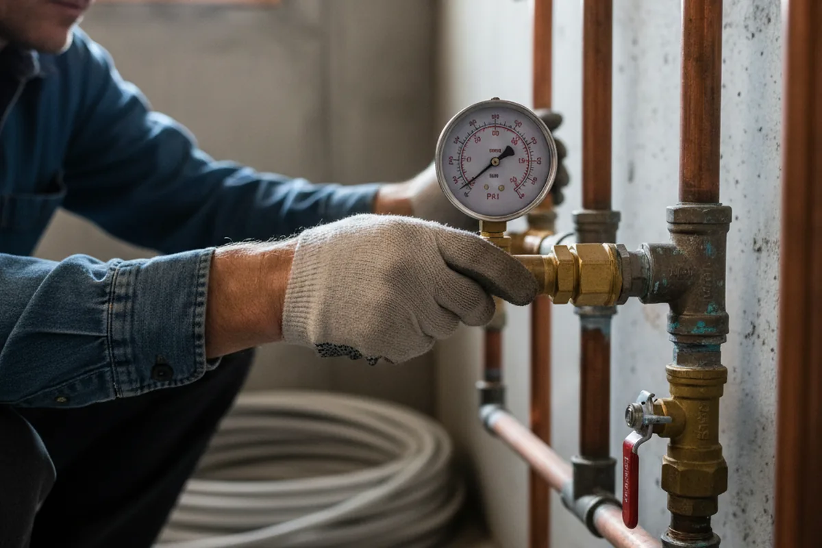 Pressure testing a repaired line during Water Line Repair in Muse